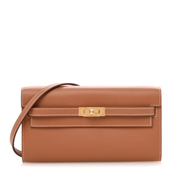 HERMES Evercolor Kelly Wallet To Go Gold