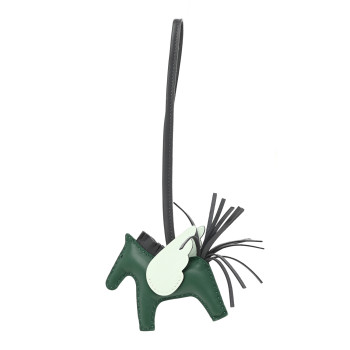 HERMES Milo Lambskin Grigri Rodeo Pegase Horse Bag Charm PM Vert Moyen Ardoise Vert Peppermint