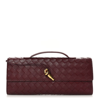 BOTTEGA VENETA Nappa Intrecciato Long Andiamo Top Handle Clutch Barolo