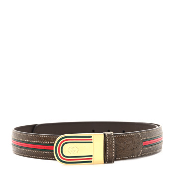 GUCCI Dollar Calfskin Interlocking G Web Belt 90 36 Brown