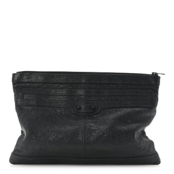 BALENCIAGA Agneau Arena Classic Hardware Clutch Anthracite