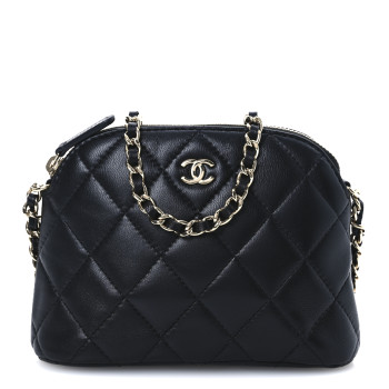 CHANEL Lambskin Quilted Classic Clutch With Chain Black