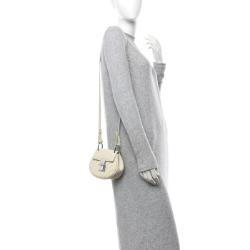 CHLOE Calfskin Quilted Mini Drew Bijou Shoulder Bag Natural White
