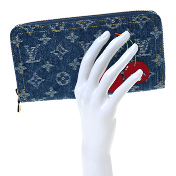 LOUIS VUITTON LV X TM Monogram Denim Cerises Zippy Wallet Blue