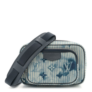 LOUIS VUITTON Hickory Stripes Denim Monogram Watercolor Outdoor Pouch Blue