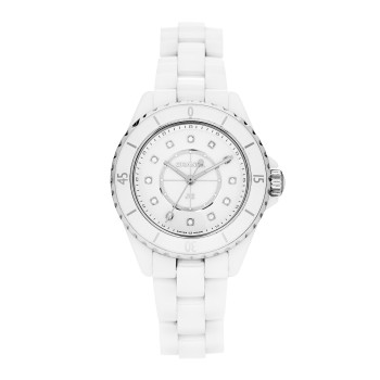 CHANEL Stainless Steel Ceramic Diamond 33mm J12 Quartz Watch White
