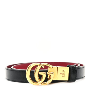 GUCCI Plutone Calfskin Double G Reversible 20mm Belt 75 30 Black Red