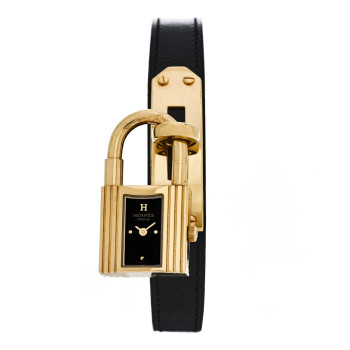 HERMES Stainless Steel Barenia 20mm Kelly Cadena Quartz Watch Noir
