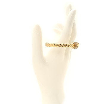 CHANEL Crystal CC Heart Link Cuff M Bracelet Gold
