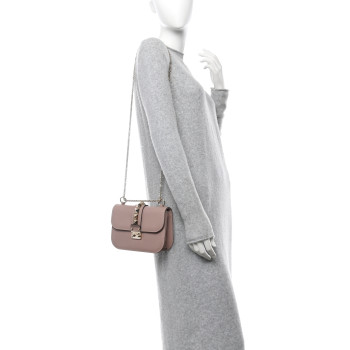 VALENTINO GARAVANI Vitello Small Glam Lock Rockstud Flap Poudre