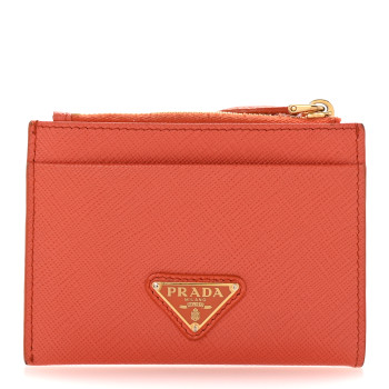 PRADA Saffiano Triangle Card Holder Arancio