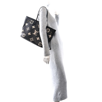 LOUIS VUITTON Empreinte Monogram Giant Neverfull MM Black Beige