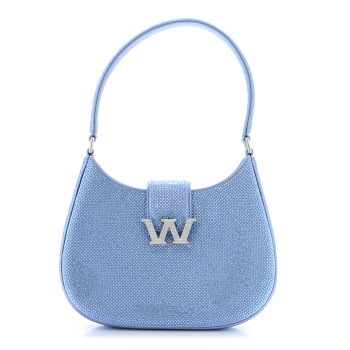 ALEXANDER WANG Calfskin Satin Crystal Embellished Small Legacy Glitter Hobo Oxford