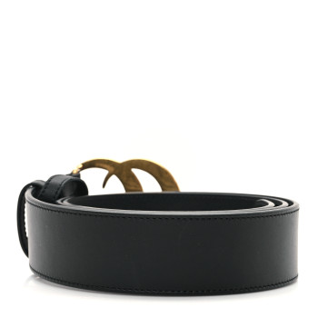 GUCCI Moon Calfskin Pearl Double G 70mm Belt 95 38 Black Cream