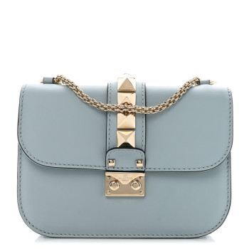 VALENTINO GARAVANI Vitello Small Glam Lock Rockstud Flap Sky Sorbet