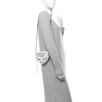 BALENCIAGA Agneau Arena Mini Le Cagole Heart Bag Optic White