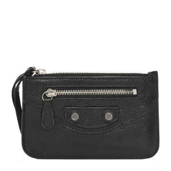 BALENCIAGA Agneau Le Cagole Coin Card Holder Black