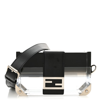 FENDI Plexiglass Vitello Mini Baguette Trunk Black Transparent