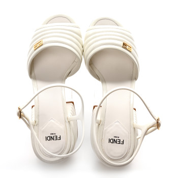 FENDI Vitello Promenade Slingback Sandals 37 White