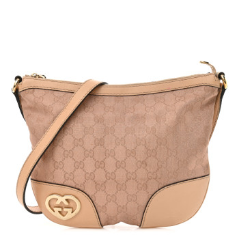 GUCCI Metallic Monogram Small Lovely Heart Messenger Pink