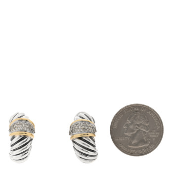 DAVID YURMAN Sterling Silver 18K Yellow Gold Diamond Shrimp Earrings