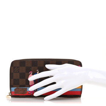 LOUIS VUITTON Damier Ebene 2016 Christmas Animation Zippy Wallet Rouge