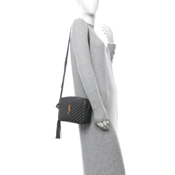SAINT LAURENT Calfskin Matelasse Monogram Lou Camera Bag Storm