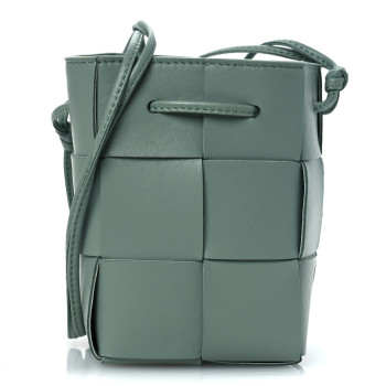 BOTTEGA VENETA Nappa Maxi Intrecciato Mini Cassette Bucket Bag New Sauge