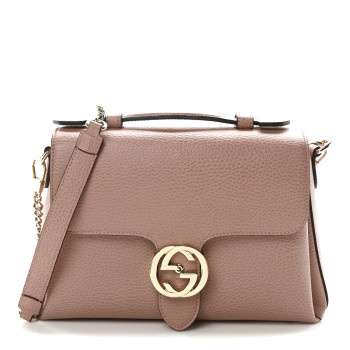 GUCCI Dollar Calfskin Interlocking G Top Handle Shoulder Bag Soft Pink