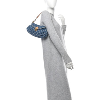 LOUIS VUITTON Monogram Denim Mini Pleaty Blue