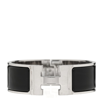 HERMES Enamel Wide Clic Clac H Bracelet PM Black