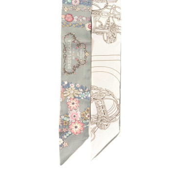 HERMES Silk Brides De Gala En Fleurs Twilly Vert Amande Rose