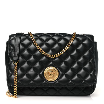 VERSACE Nappa Quilted La Medusa Chain Crossbody Black