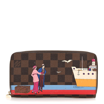 LOUIS VUITTON Damier Ebene 2016 Christmas Animation Zippy Wallet Rouge