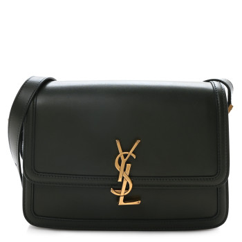 SAINT LAURENT Box Calfskin Monogram Medium Solferino Satchel Vert Fonce