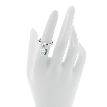 TIFFANY Sterling Silver Enamel Return to Tiffany Double Heart Ring 52 6 Blue