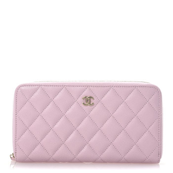 CHANEL Caviar Quilted Large Gusset Zip Around Wallet Light Pink