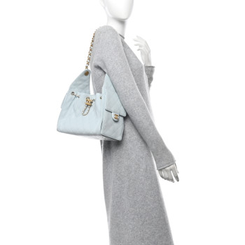 CHANEL Caviar Quilted Small Chanel 25 Handbag Light Blue