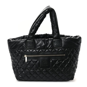 CHANEL Nylon Quilted Large Coco Cocoon Tote Black