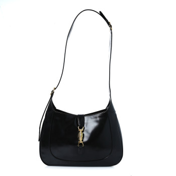 GUCCI Boarded Dyana Lux Calfskin Medium Jackie 1961 Hobo Black