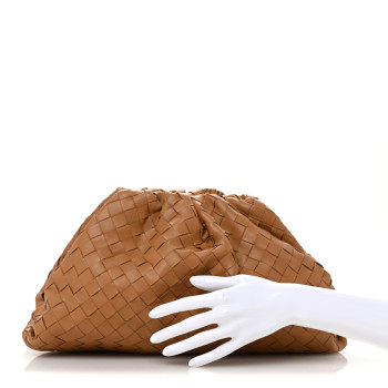 BOTTEGA VENETA Nappa Maxi Intrecciato The Pouch Oversized Clutch Almond