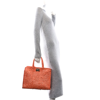 SALVATORE FERRAGAMO Raffia L Studio Box Tote Aragosta