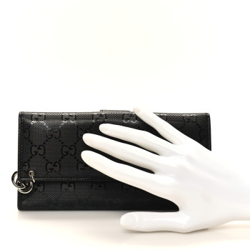 GUCCI Imprime Monogram GG Pierce Continental Flap Wallet Black