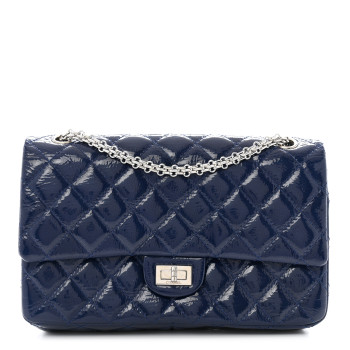 CHANEL Patent Quilted 2.55 Reissue 226 Flap Navy
