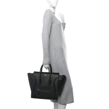 CELINE Drummed Calfskin Mini Luggage Black
