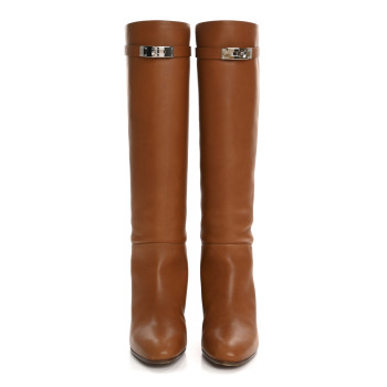 HERMES Heritage Calfskin Story Boots 39 Naturel