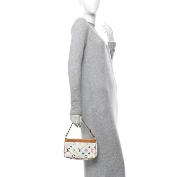 LOUIS VUITTON Monogram Multicolor Pochette Accessories White