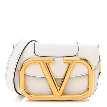 VALENTINO GARAVANI Calfskin Small Supervee Crossbody Bag Optic White