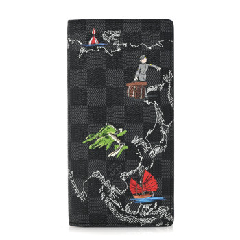 LOUIS VUITTON Damier Graphite Map of Asia Brazza Wallet