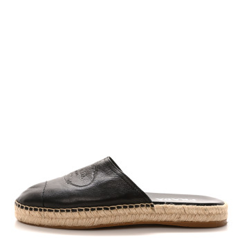 PRADA Nappa Logo Cap Toe 20mm Espadrilles Mules 40 Black